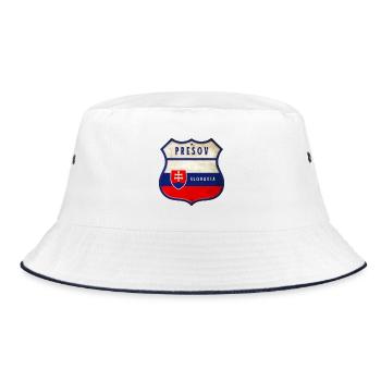 Prešov Slowakei Wappen Flaggen Design - Bucket Hat - Weiß/Navy - Vorne