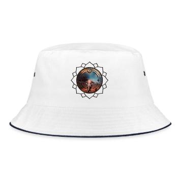Wonderful elephant on the moonlit night. - Bucket Hat - white/navy - Front