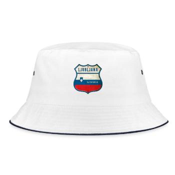 Ljubljana Slovenia flag coat of arms design - Bucket Hat - white/navy - Front