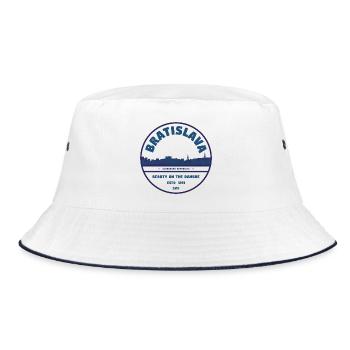 Bratislava Danube Skyline Emblem - Bucket Hat - Weiß/Navy - Vorne
