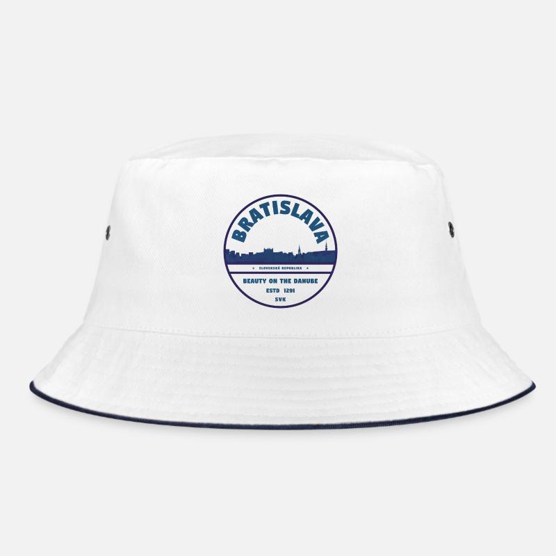 Bratislava Danube Skyline Emblem - Bucket Hat - Weiß/Navy