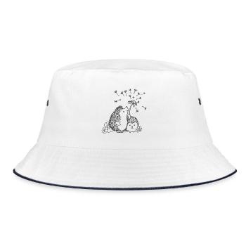 Glückliche Igel - Bucket Hat - Weiß/Navy - Vorne