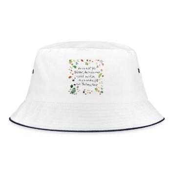 Laub mit Spruch - Bucket Hat - Weiß/Navy - Vorne