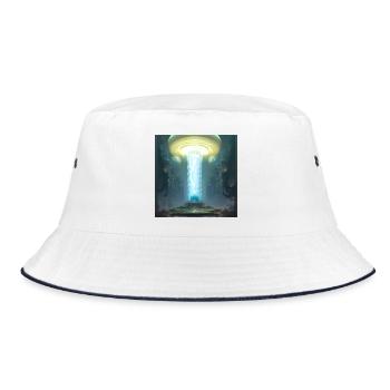Music in the future, piano - Bucket Hat - white/navy - Front