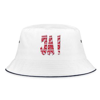JA - Bucket Hat - Weiß/Navy - Vorne
