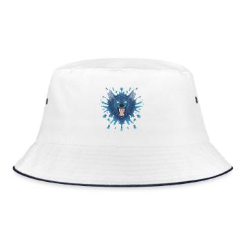 Blue Ink Spirits - Big Bad Blue Wolf Growls - Bucket Hat - Weiß/Navy - Vorne