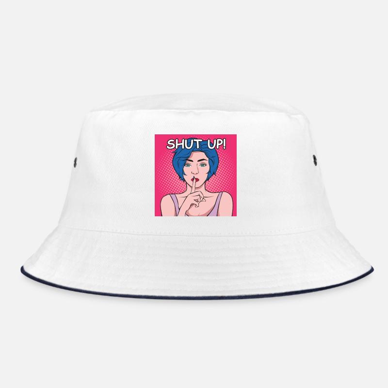 Shut Up Popart Dame mit Blauem Haar Bucket Hat