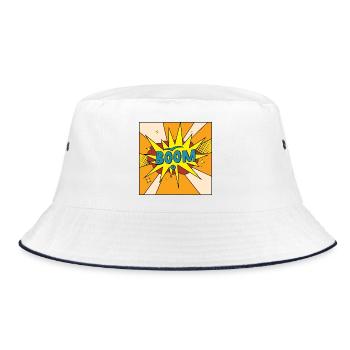 Boom Comic Explosion Stil - Bucket Hat - Weiß/Navy - Vorne