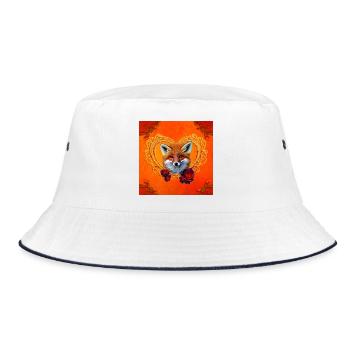 Wunderbarer Fuchskopf mit Herz - Bucket Hat - Weiß/Navy - Vorne