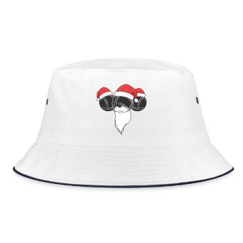 Boule Santa Petanque Outfit für Bouler zum boulen - Bucket Hat - Weiß/Navy - Vorne