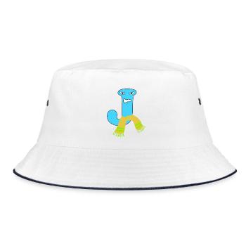 J - Bucket Hat - white/navy - Front
