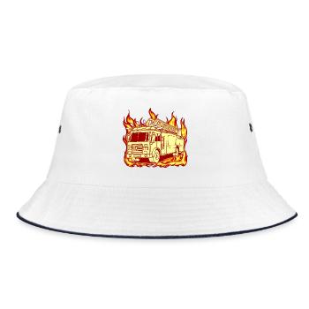Feuerwehrauto Feuerwehr Feuer Brandschutz - Bucket Hat - Weiß/Navy - Vorne