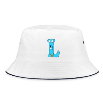 L - Bucket Hat - white/navy - Front