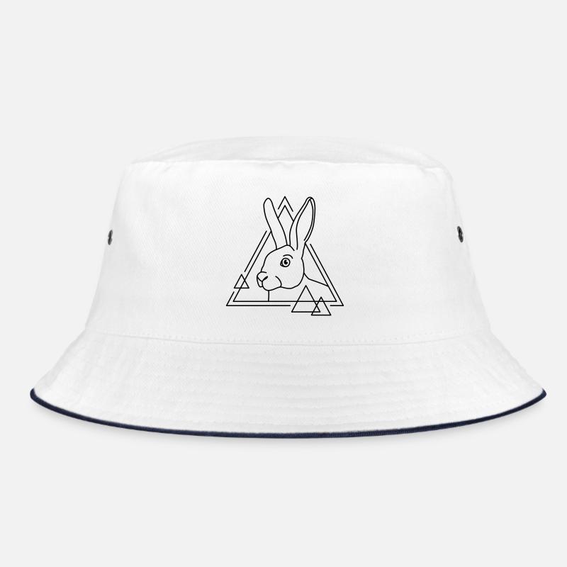 Rabbit in geometric shape - line art design Bucket Hat