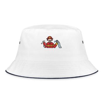 Fire hose fire extinguisher fire brigade rescuer - Bucket Hat - white/navy - Front