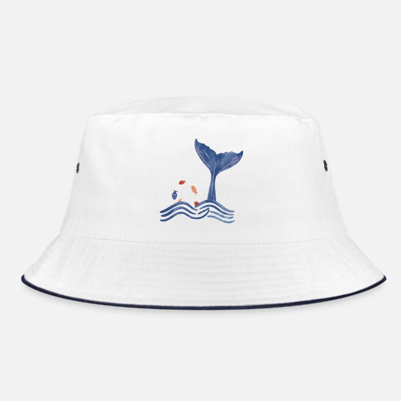 Whale fin and fish Bucket Hat
