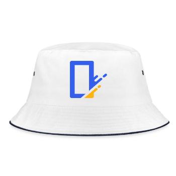Geometrische Blau Orange Kaskade - Bucket Hat - Weiß/Navy - Vorne