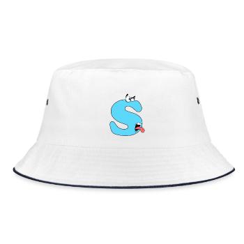 S - Bucket Hat - white/navy - Front