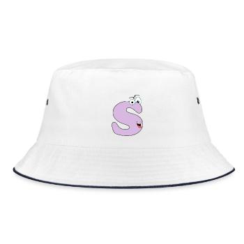 S - Bucket Hat - white/navy - Front