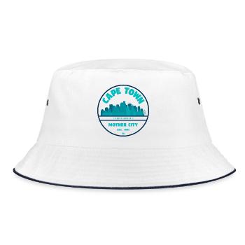 Cape Town Skyline Abzeichen - Bucket Hat - Weiß/Navy - Vorne