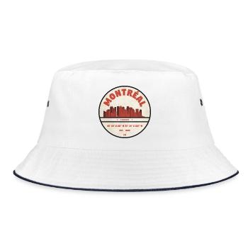 Montreal Cityscape Vintage Badge - Bucket Hat - white/navy - Front