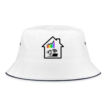 Colored chart girl woman on laptop in house - Bucket Hat - white/navy - Front