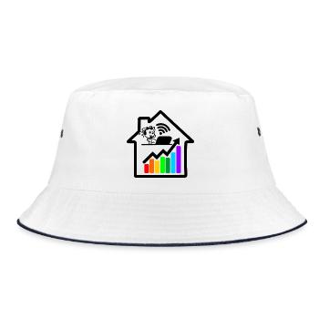 Colored chart girl woman on laptop in house. - Bucket Hat - white/navy - Front