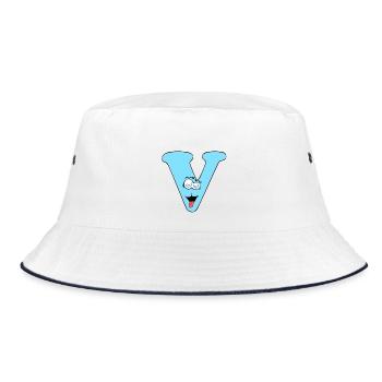 V - Bucket Hat - white/navy - Front