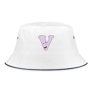 V - Bucket Hat - white/navy - Front