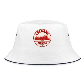 Calgary Skyline Vintage Badge Alberta - Bucket Hat - white/navy - Front