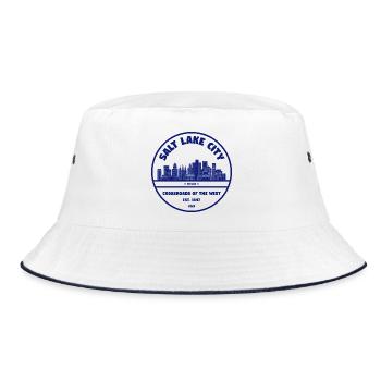 Salt Lake City Skyline Wappen - Bucket Hat - Weiß/Navy - Vorne