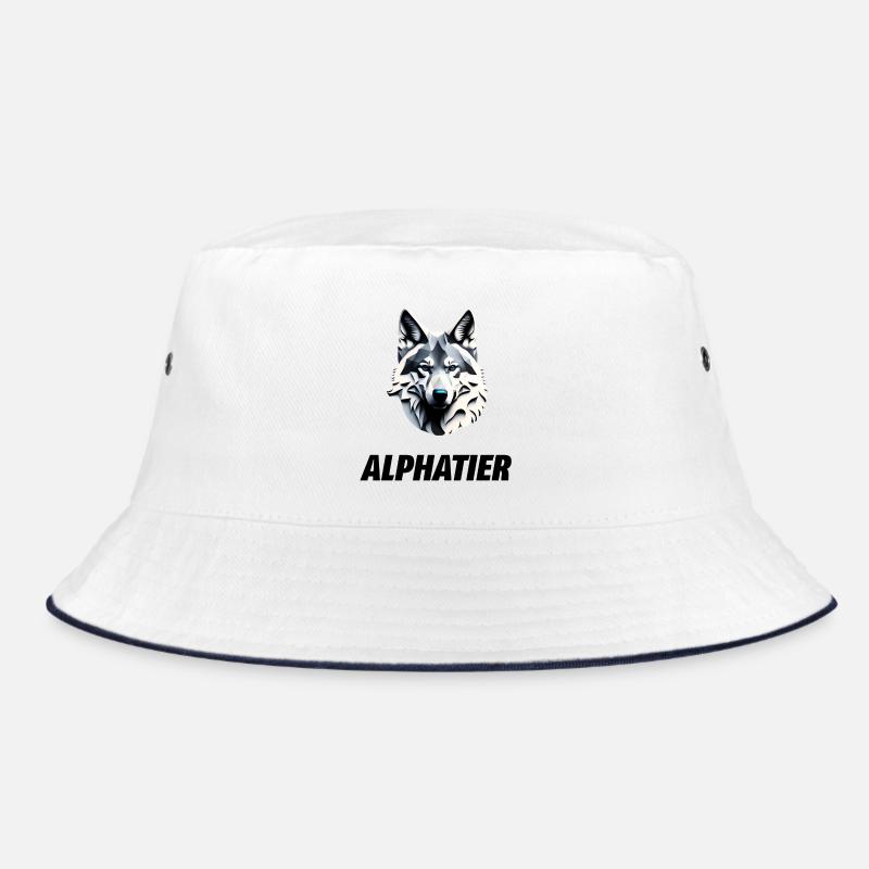 Wolfskopf Alphatier - Bucket Hat - Weiß/Navy