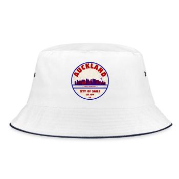 Auckland Skyline: City of Sails NZ - Bucket Hat - Weiß/Navy - Vorne