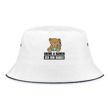 Cool Anime Manga Statement Zeichentrick Popkultur - Bucket Hat - Weiß/Navy - Vorne