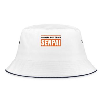 Manga Popkultur Statement Anime Asiatisch Kanji - Bucket Hat - Weiß/Navy - Vorne