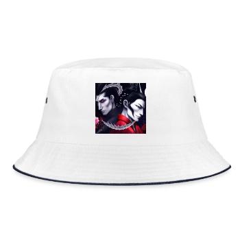 Samurai dragon portrait Art Valentine Moonlight - Bucket Hat - white/navy - Front