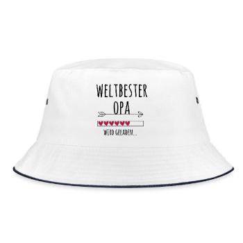 werdender Opa Schwangerschaft Geschenk - Bucket Hat - Weiß/Navy - Vorne