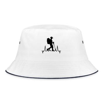 Bergwanderung Wandern Naturliebhaber Wanderer - Bucket Hat - Weiß/Navy - Vorne
