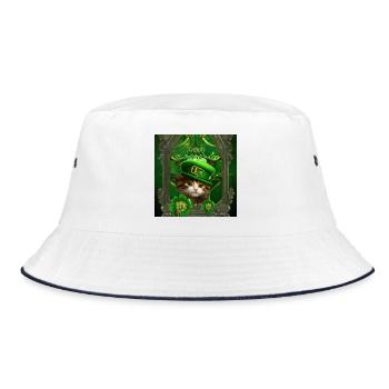 Cute kitten celebrates St. Patrick's Day - Bucket Hat - white/navy - Front