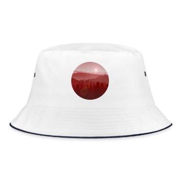 Sunset in pine forest - Bucket Hat - white/navy - Front