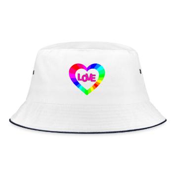 NeonLOVE Regenbogenherz - Bucket Hat - Weiß/Navy - Vorne