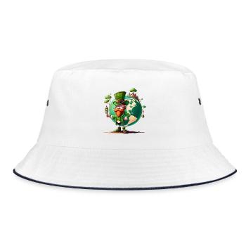 Weltglücks-Leprechaun - Bucket Hat - Weiß/Navy - Vorne