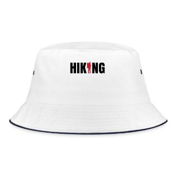 Wanderung Wandern Spruch Wanderer Wanderwege Berge - Bucket Hat - Weiß/Navy - Vorne