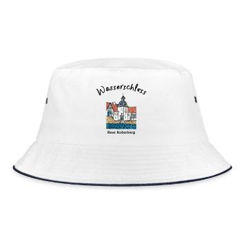 Dortmund, iconic moated castle Haus Rodenberg - Bucket Hat - white/navy - Front
