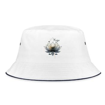 Lotus Yoga Geometrische Mandala - Bucket Hat - Weiß/Navy - Vorne