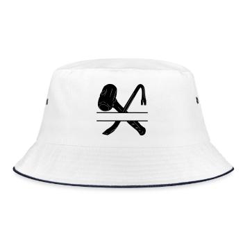 Hammer crowbar crossed and monogram - Bucket Hat - white/navy - Front