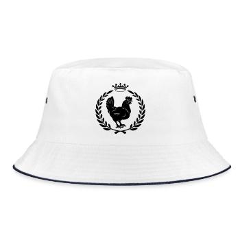 Black chicken crowned in laurel wreath - Bucket Hat - white/navy - Front