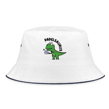 Dinosaurier Padel Spieler Schläger Ball Spruch - Bucket Hat - Weiß/Navy - Vorne
