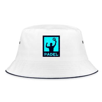 Tennis Padel Spieler Padelspiel Trainer Schläger - Bucket Hat - Weiß/Navy - Vorne