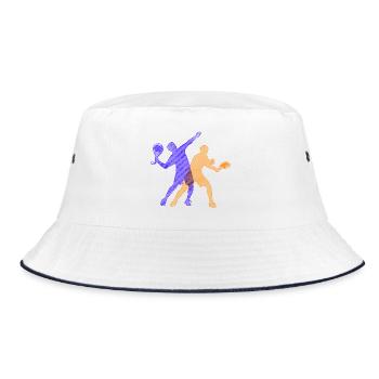 Padel Training Spieler Trainer Padelspiel Schläger - Bucket Hat - Weiß/Navy - Vorne